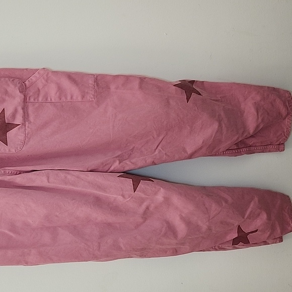 Pistola Grover short sleeve utility jumpsuit flamingo pink color star print Sz L - Picture 12 of 16